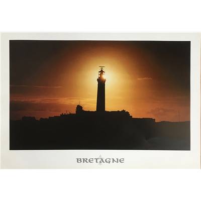 Affiche Bretagne, phare de nuit